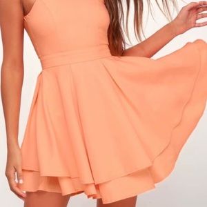 Lulu’s Dress Rehearsal Bright Peach Skater Dress